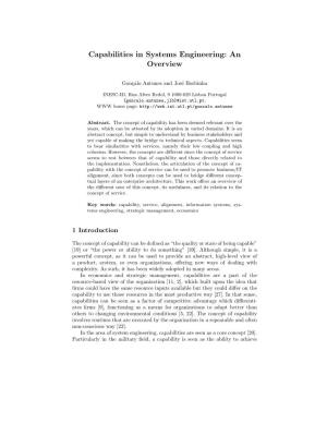 Capabilities in Systems Engineering: an Overview