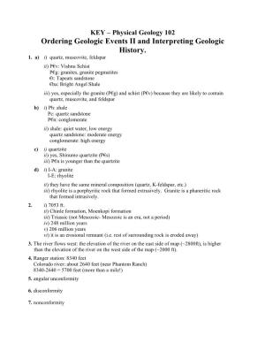 Ordering Geologic Events II and Interpreting Geologic History. 1