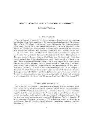 How to Choose New Axioms for Set Theory?