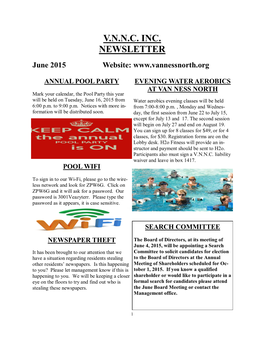 V.N.N.C. Inc. Newsletter