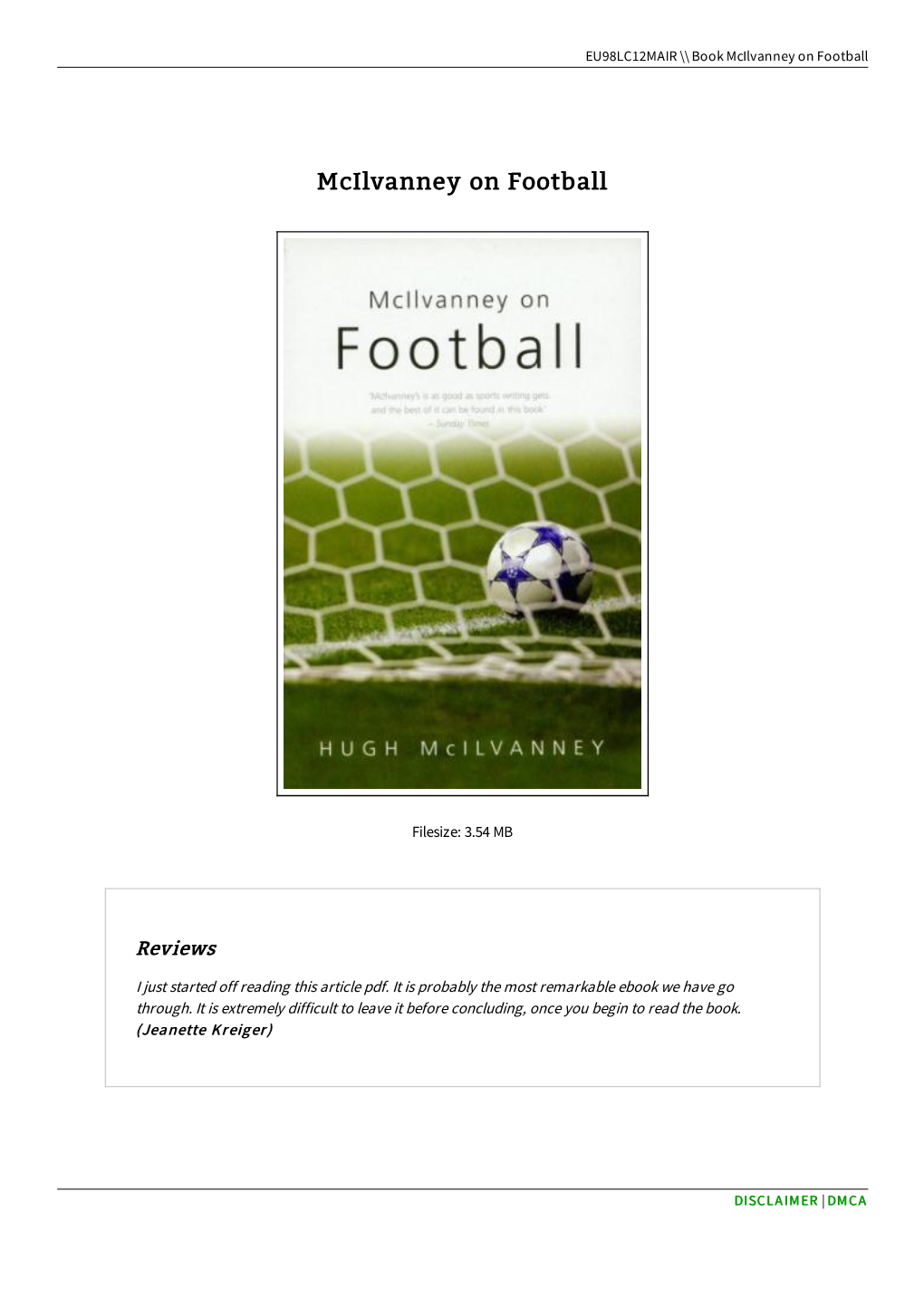 Download Doc ^ Mcilvanney on Football