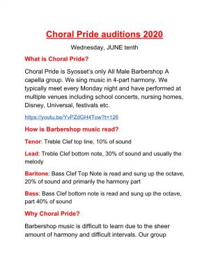 Choral Pride Auditions 2020