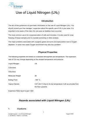 Use of Liquid Nitrogen (LN2)