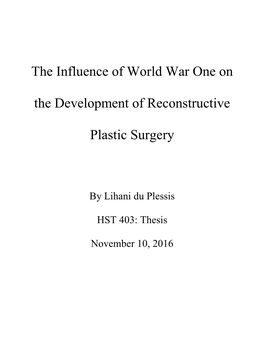 The Influence of World War One on the Development of Reconstructive