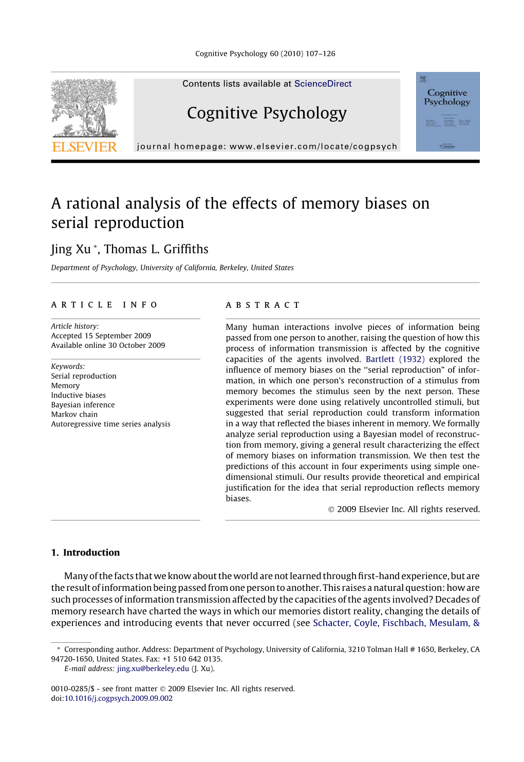 A Rational Analysis of the Effects of Memory Biases on Serial Reproduction