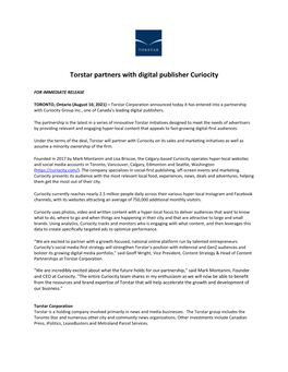 Torstar Partners with Digital Publisher Curiocity