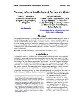 Training Information Brokers: a Curriculum Model
