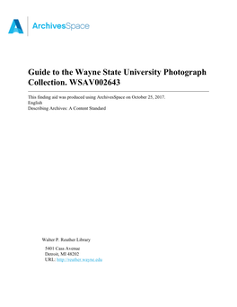 Guide to the Wayne State University Photograph Collection. WSAV002643