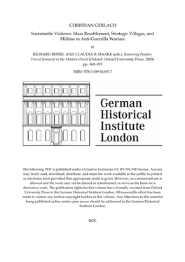 CHRISTIAN GERLACH Sustainable Violence: Mass Resettlement, Strategic Villages, and Militias in Anti-Guerrilla Warfare