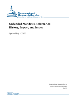Unfunded Mandates Reform Act: History, Impact, and Issues