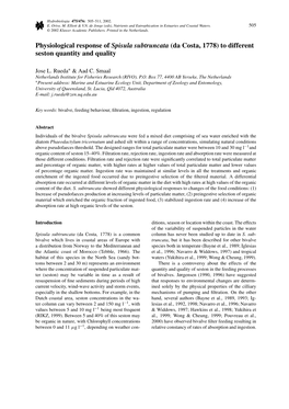 Physiological Response of &lt;Emphasis Type="Italic"&gt;Spisula Subtruncata