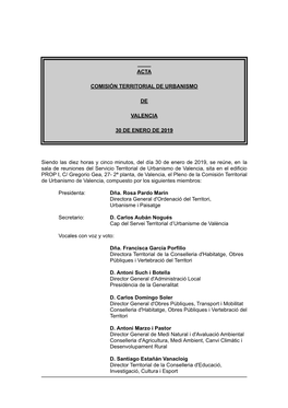 Acta Comisión Territorial De Urbanismo De Valencia 30 De