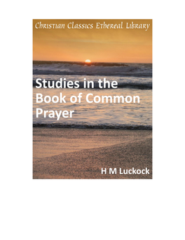 Studies in the Book of Common Prayer