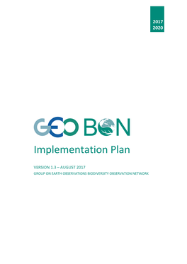 GEO BON Implementation Plan 2017-2020