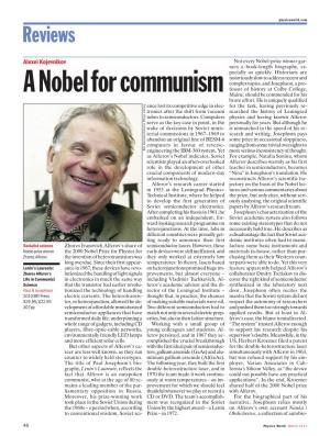 A Nobel for Communism Fessor of History at Colby College, Maine, Should Be Commended for His Brave Effort
