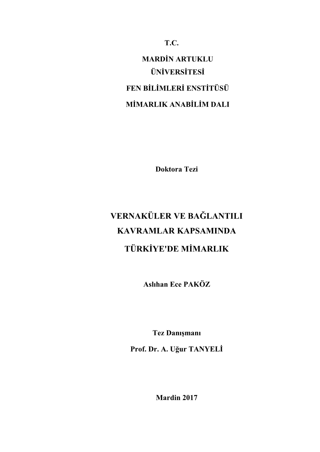 Vernaküler Ve Bağlantili Kavramlar Kapsaminda