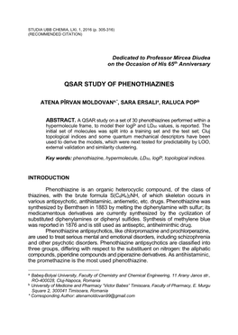 Qsar Study of Phenothiazines