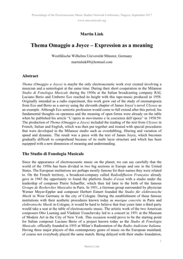 Thema Omaggio a Joyce – Expression As a Meaning