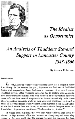 The Idealist As Opportunist an Analysis of Thaddeus Stevens