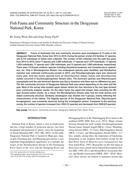 Fish Fauna and Community Structure in the Deogyusan National Park, Korea