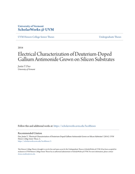 Electrical Characterization of Deuterium-Doped Gallium Antimonide Grown on Silicon Substrates Justin T