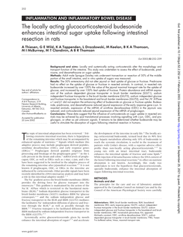 The Locally Acting Glucocorticosteroid Budesonide Enhances Intestinal