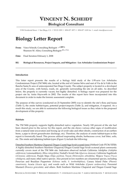 Final Summary Biology Report, Los Arbolados