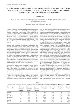 Relationship Between Tuatara Sphenodon Punctatus And