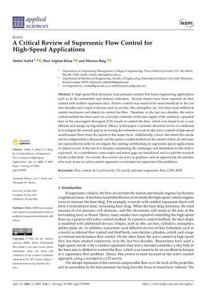 A Critical Review of Supersonic Flow Control for High-Speed Applications