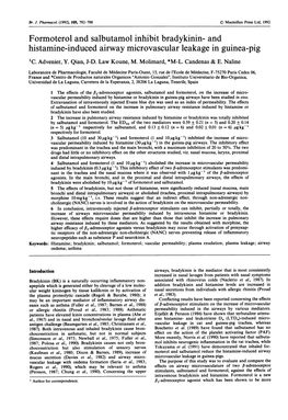 Formoterol and Salbutamolinhibit Bradykinin- and Histamine-Induced