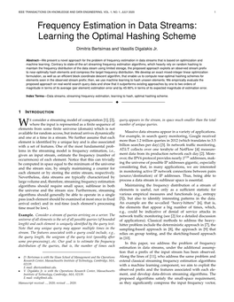 Frequency Estimation in Data Streams: Learning the Optimal Hashing Scheme