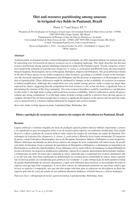 Diet and Resource Partitioning Among Anurans in Irrigated Rice Fields In