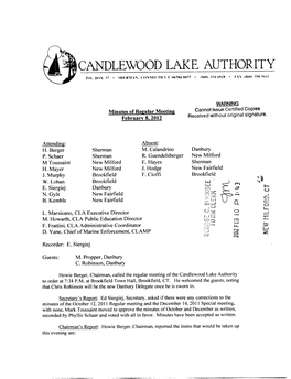 Candlewood Lake Authority to Order at 7:34 P.M