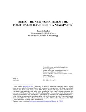 Being the New York Times: the Political Behaviour of a Newspaper*