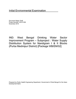 West Bengal Drinking Water Sector Improvement Program
