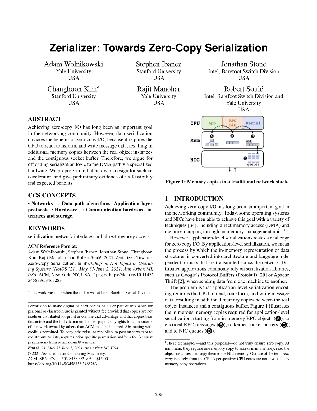 Towards Zero-Copy Serialization