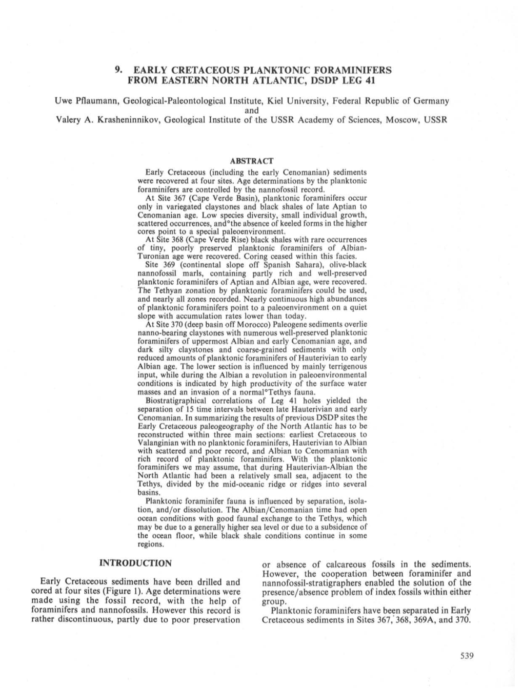 9. Early Cretaceous Planktonic Foraminifers from Eastern North Atlantic, Dsdp Leg 41