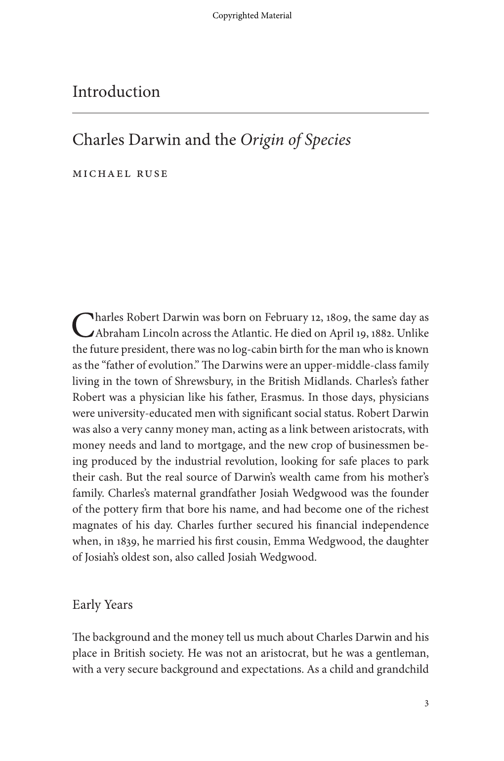 Introduction Charles Darwin and the Origin of Species