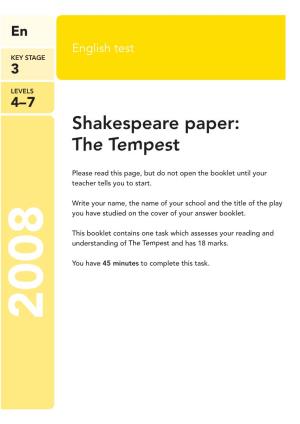 Shakespeare Paper: the Tempest