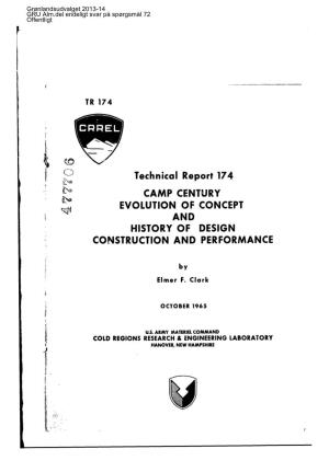 Camp Century Evolution of Concept and History of Design Construction and Performance