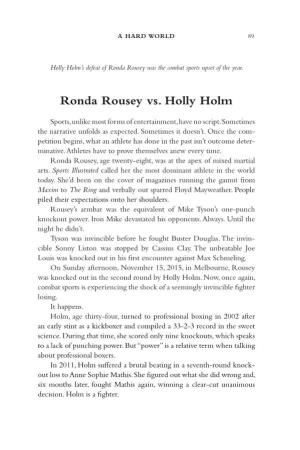 Ronda Rousey Vs. Holly Holm