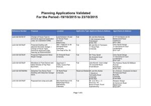 Planning Applications Validated for the Period:-19/10/2015 to 23/10/2015