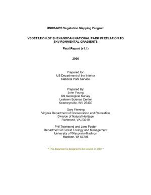 Vegetation Classification and Mapping Project Report Summary