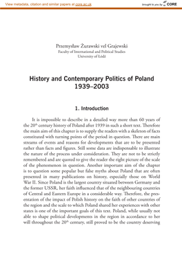 History and Contemporary Politics of Poland 1939–2003