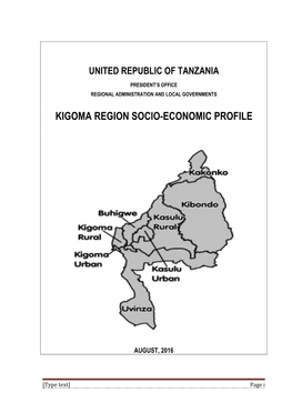 Kigoma Region Socio-Economic Profile