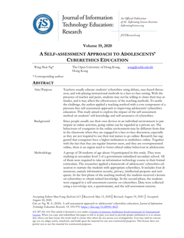 A Self-Assessment Approach to Adolescents' Cyberethics Education