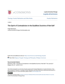 The Spirit of Contradiction in the Buddhist Doctrine of Not-Self