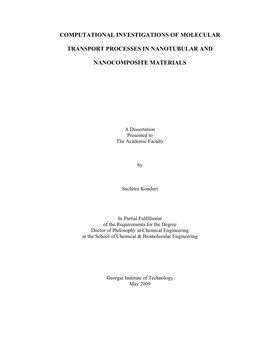 Computational Investigations of Molecular Transport