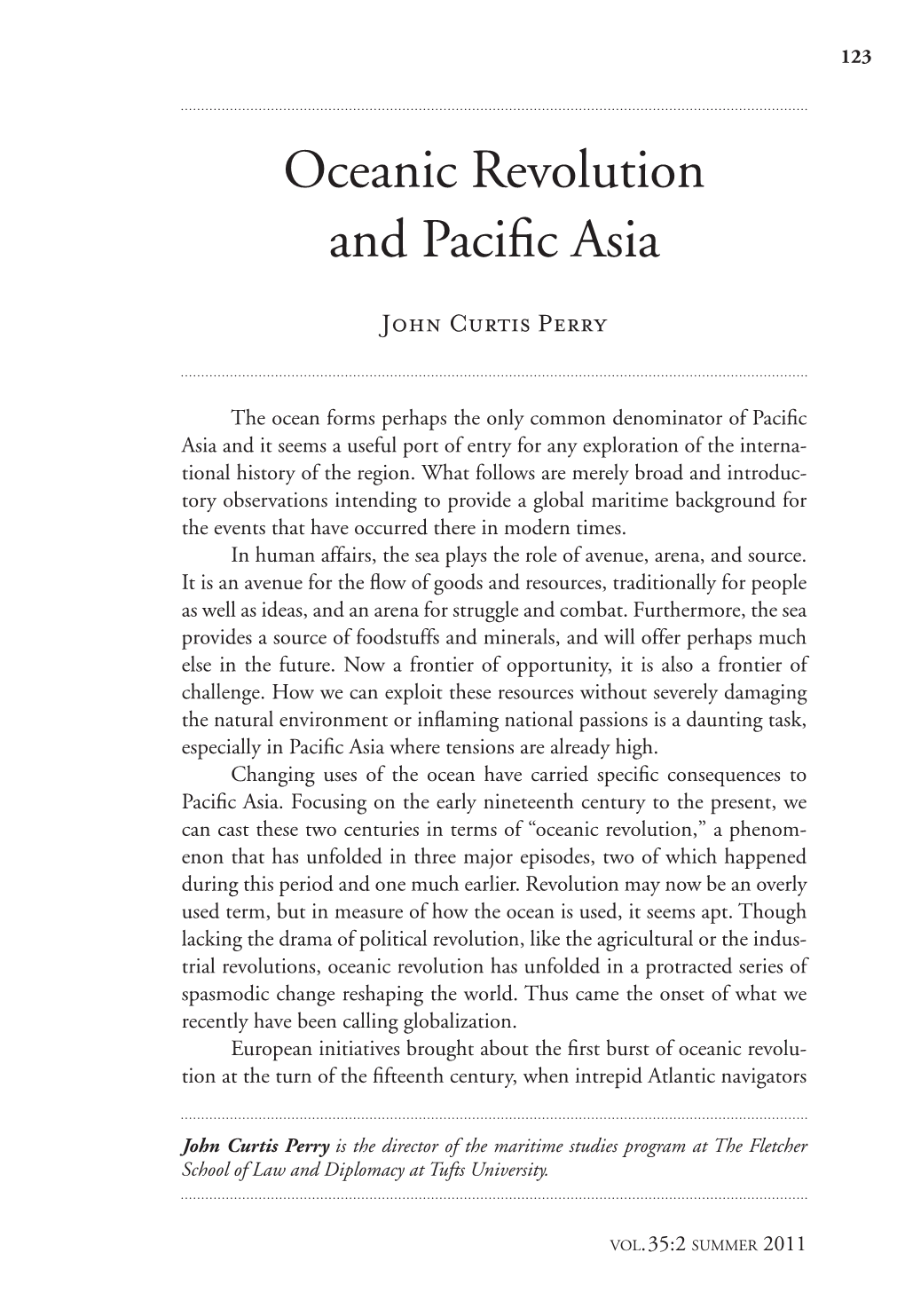 Oceanic Revolution and Pacific Asia