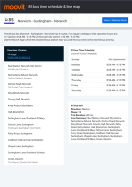 85 Bus Time Schedule & Line Route